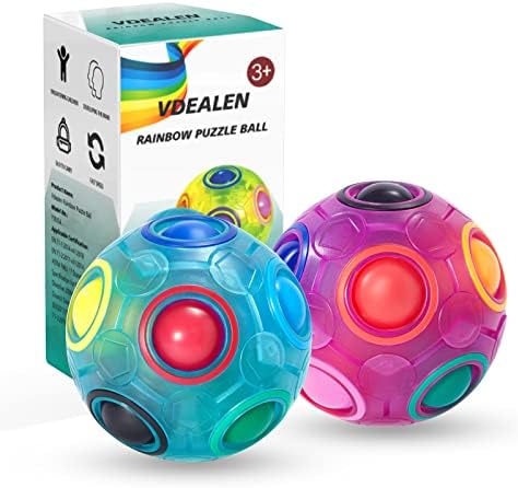 Vdealen Magic Rainbow Puzzle Ball, Fidget Ball Puzzle Brain Teaser Fidget Toy for Boys & Girls- Birthday Party Valentines Easter Christmas Stocking Stuffers for Kids Teen & Adults-2 Pack by Vdealen