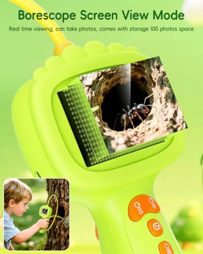Borescope Camera with Light for Kids, Ashfly STEM Science Educational Toy for 3 4 5 6 7 8 Years Old Boys & Girls, 2.4" Screen Snake Scope Camera for Birthday Outdoor Camping Nature Exploration-Green - Image 5