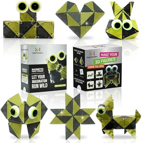 MagStackers Magnet Fidgets for Kids - 22 Pc Magnetic Tiles Toy Building Set with Tetrahedron and Tripyramidal Magnet Blocks for 5+ Years - Reduce Fidgeting and Create 1000+ Fun Creatures and Designs by HyperBlasters