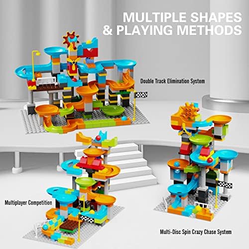 JIXIn 3in1 Marble Runs for Kids 4-8/Building Blocks Compatible with LEGO DUPLOS for Age 3-5/Marble Run for Kids Ages 3-5 STEM Toy Set with 164 Pcs Classic Big Block/Gift Toys for Kid Ages 3 4 5 6 7 8+ - Image 2