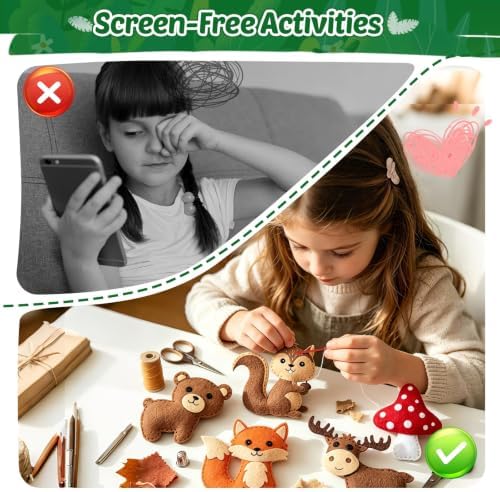 CiyvoLyeen Woodland Animal Sewing Kit for Ages 8-12 Felt Sewing Craft 12Pcs - Image 4