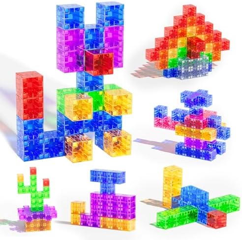 56PCS Transparent Magnetic Blocks for Kids Ages 3-5 Year Old Boys and Girls by SYSKENI