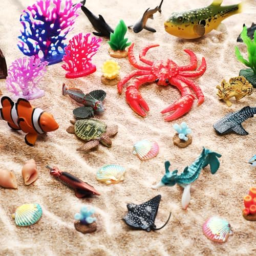 Gerrii 39 Pcs Ocean Animals Figurines Sea Life Set Cake Toppers Decor - Image 4