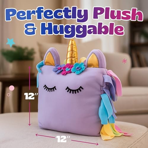 Pinwheel Crafts No Sew Unicorn Pillow Kit for Girls Ages 4-8, Purple - Image 5