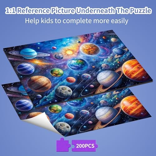 Puzzles for Kids Ages 6-8 8-10 Year Old, Solar System Planets 200 Pieces - Image 2