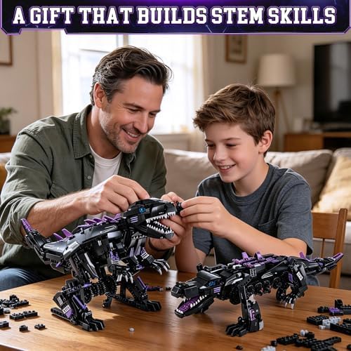5-in-1 STEM Dinosaur Robot Building Kit, 935PCS App & Remote Control, Rebuild into T-Rex, Triceratops, Crocodile, Robot & Monster, Engineering Gift for Boys & Girls Ages 8+ - Image 2
