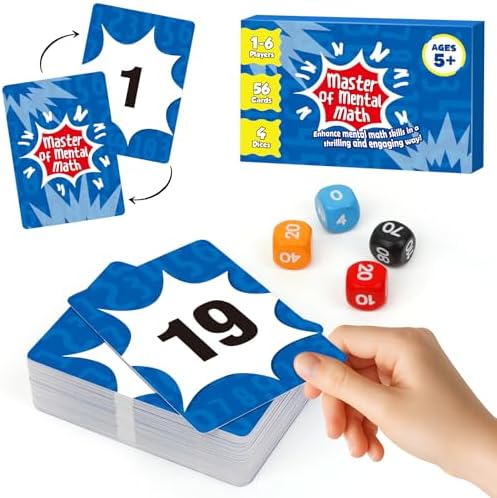 Aizweb Math Games for Kids - Addition, Subtraction, Multiplication, Division Flash Cards - Educational Learning Counting for Homeschool, Classroom, Travel - Indoor Outdoor Dice Family Game by AIZWEB