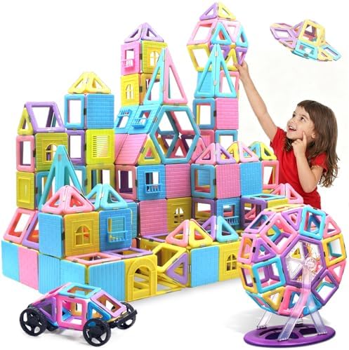 Tolnetr 124PCS Magnetic Tiles Toys for 3 4 5 6 7 8+Year Old Boys Girls by DUMMA