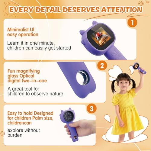Microscope for Kids 500x Magnification,Mini Pocket Handheld Microscope with 2.0" Screen for Toddlers-STEM Educational Science Kit Toys for Boys Girls Aged 3-12 Christmas Birthday Gifts (Purple) - Image 6