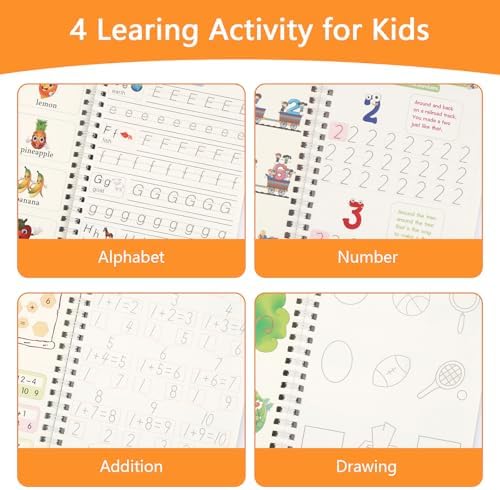 Grooved Writing Books for Kids, Reusable Magic Practice Workbook 4 Pack - Image 3