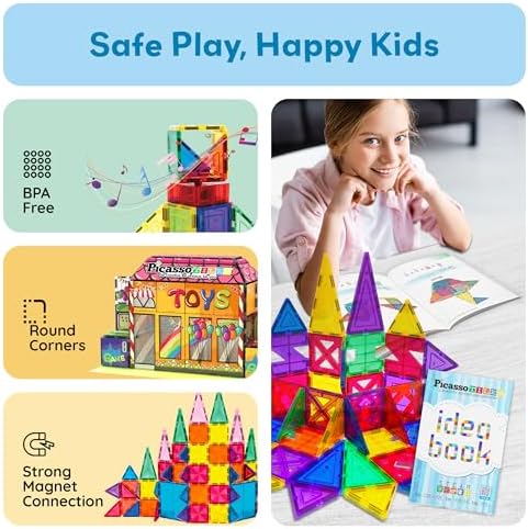 PicassoTiles Magnetic Tile Idea Book, 300 Builds Illustrated Guide, Ages 3+ - Image 6