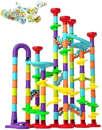Toys for Boys 4-6 - Marble Runs 3D Maze Game DIY Educational Toys for Kids 5-7 Birthday Gift,Track Pipe Building Blocks Mini Glass Marbles for Kids,Toys for 3+ Year Old Boys Christmas (142PIECES) by Unknown