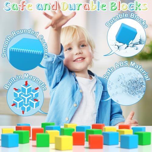 Large Magnetic Blocks,56PCS 1.34in 3D Building Cubes for Kids Ages 3+ - Image 2