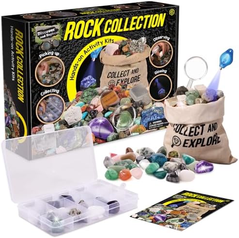 EDUMAN Rock Collection for Kids, 12 Specimens Box + 700g Real Crystals & Minerals STEM Gemstone Kit for Kids with Rock Identifier & Magnifier, Educational Geology Gift for Boys Girls Ages 6-12 by Eduman