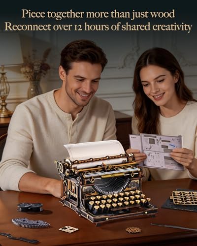 ROKR 3D Wooden Puzzles for Adults, Mechanical Typewriter Vintage Model Kits - Image 2