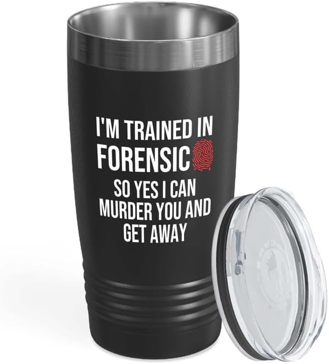 Forensic Black Edition Ringneck Tumbler 20oz - Trained In Forensic - Forensics Anthropologist Pathologist DNA Analysts Forensic Scientist Professor Gift by Unknown