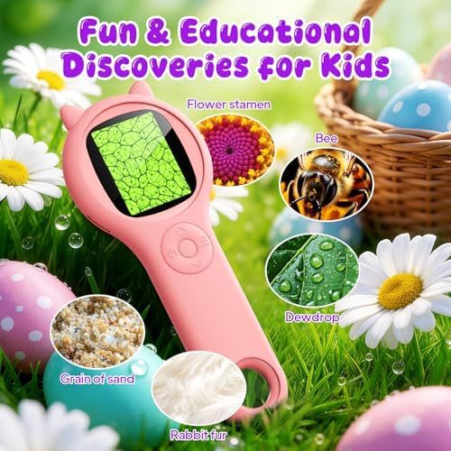 Kids Microscope for Girls, 500X Portable Digital Microscope with 2" IPS Screen, Cute STEM Learning Toy, Birthday Gift for Girls Age 5-12 (Pink) (Pack of 3) - Image 2