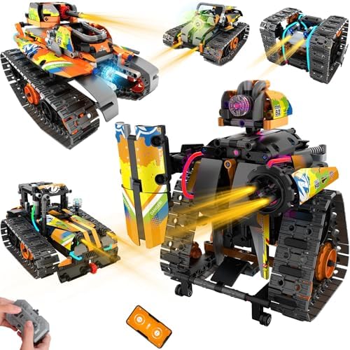 STEM Robot Building Kit with APP / Remote Control, 5 in 1 RC Robotic Car Toy for Kids Ages 8-12, Christmas Birthday Gifts for Boys Age 6 7 8 9 10 11 12+, DIY Build Set, Educational Science Projects by HODURGYI