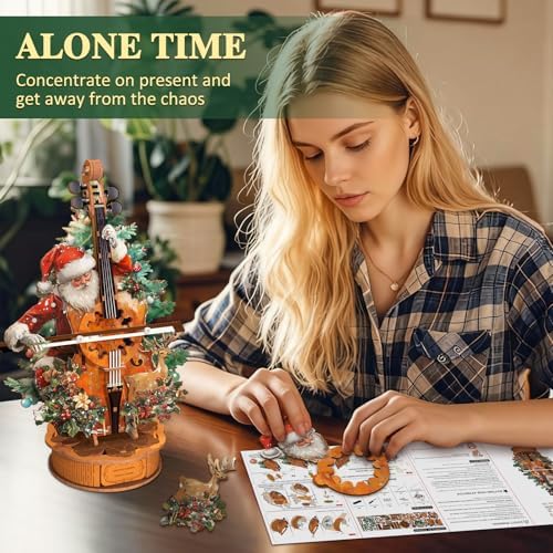 3D Wooden Puzzle Music Box for Adults-Christmas Cello Puzzle - Image 4
