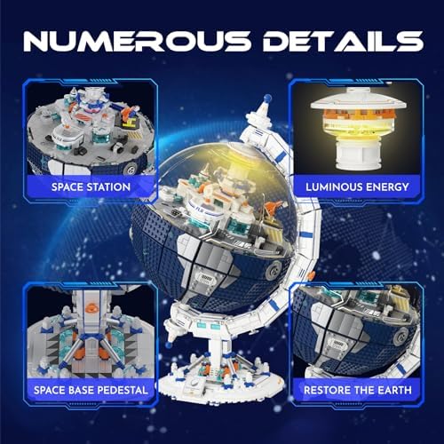 Collector's Edition Space Station Globe Set with LED Light, 2803 PCS Educational STEM Assembly Kit, 360° Rotation. Ideal Educational Gift for Kids Aged 8+, Teens, Adults, and Astronomy Enthusiasts - Image 3