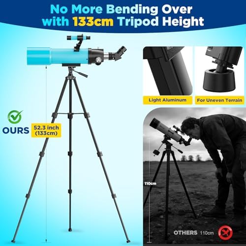 90mm Refractor Telescope for Adults & Kids: 150X Scope with 133cm Tripod - Image 4