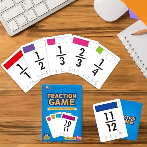 68 Fraction Flashcards - Funny Math Game Cards for All Fractions 1-12, Compare and Simplify, Educational Learning Tool for School Supplies - Image 6