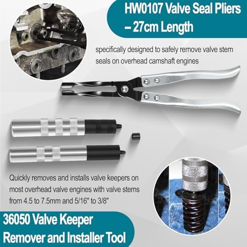 36050 Valve Keeper Installer/Remover & HW0107 Stem Seal Pliers Removal Tool - Image 5
