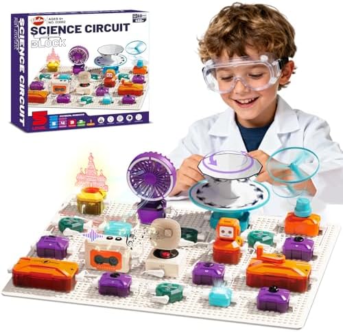 VATOS Science Circuit for Kids Ages 6-12, 68PCS Electronics Building Kit with 450+ STEM Projects, Rotational Imaging, Sound Recording & Playback, Dual Power STEM Educational Toys for Boys Girls by VATOS