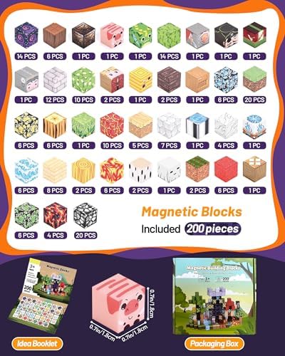200 PCS Magnetic Blocks STEM Building Set for Boys Girls Kids Age 3+ - Image 2