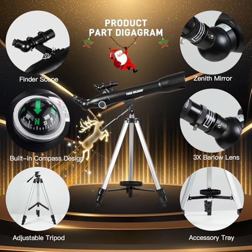 Telescopes for Adults High Powered, 700x90mm AZ Astronomical Professional Refractor Telescope for Beginners Astronomy with Advanced Eyepieces, Cool Astronomy for Christmas, Black - Image 4