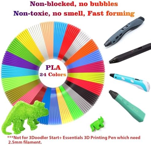 24 Assorted Colors 3D Pen Filament Refills PLA 1.75mm, Each Color 5 Meters (16 Feet), dikale 3D Printing Pen Filament Packs for Kids, Total 120 Meters- 250 Stencils eBooks - Image 4