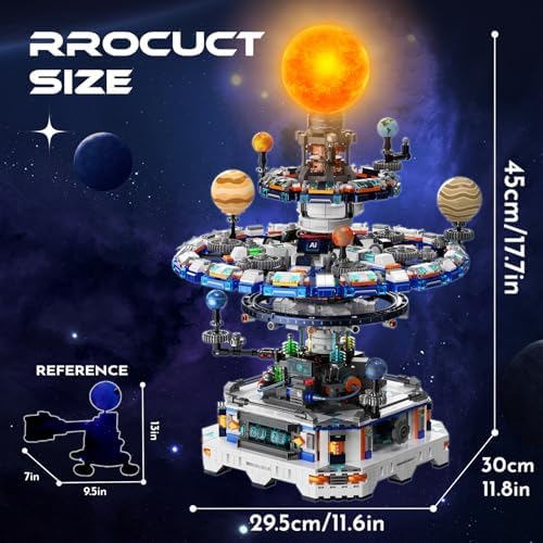 Rotating Solar System Building Set with LED Lights, 2900 PCS Collector's STEM Model Kit, 8 Orbiting Planets & Glowing Sun – Educational Gift for Adults, Kids 8+, Astronomy Enthusiasts - Image 3