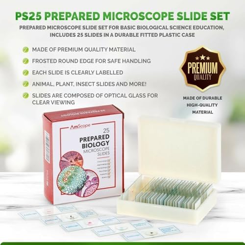 AmScope PS25P Prepared Microscope Slides, Plastic Case, 25pc - Image 5