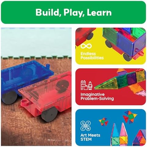 PicassoTiles Magnetic Vehicle Set, STEM Car Building Toy for Kids Ages 3+ - Image 3