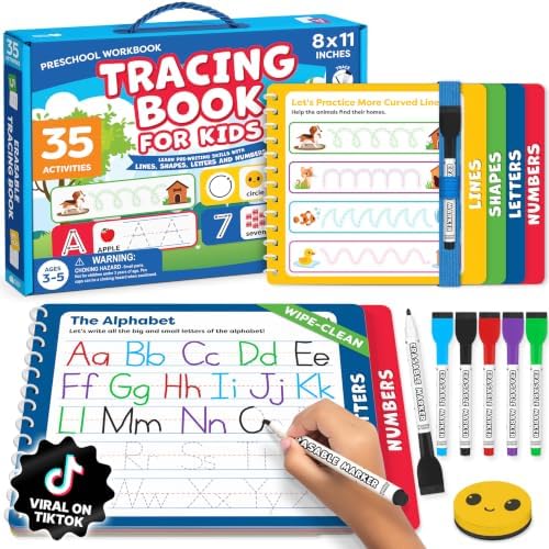Tracing Books for Kids Ages 3-5 - Preschool Kindergarten Classroom Must Haves - Writing Practice & Letter Tracing for Kids Ages 3-5 - Toddler Books - Educational Learning Toys for 3 Year Old by MomoNashi
