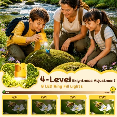 SEEKID Microscope for Kids 200-1000X, STEM Toy Science Kit for Kid(Yellow) - Image 3