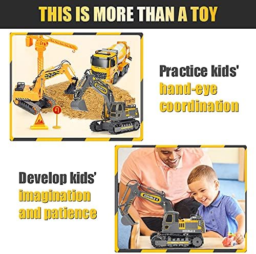 DOUBLE E Remote Control Excavator Toy Construction Toys Tractor Rechargeable Battery RC Vehicles Electric Truck Sandbox Digger Toys for Boys Girls Kids, Gray - Image 6
