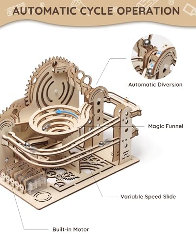 SainSmart Jr. 3D Wooden Puzzles for Adults, Marble Run Wood to Build, Mechanical Model Building Kit, DIY Gift for Aged 14+, Roller Coaster - Image 3