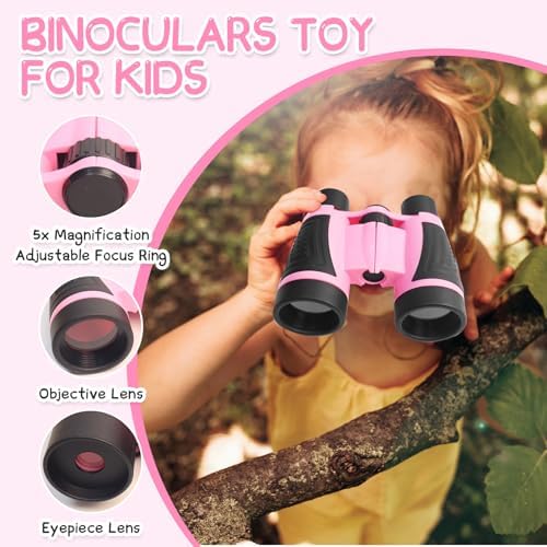 Bug Catcher for Kids Explorer Kit Kids Bug Catching Kit, Bug Catcher Kit for Kid with Binoculars, Magnifying Glass, Butterfly Kit for Girls Aged 3+(Pink) - Image 3
