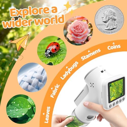 1600X Microscope for Kids, 2.0" Screen Toddler Toy, White - Image 5