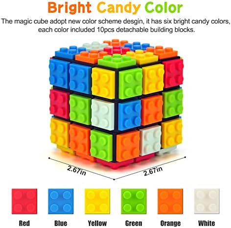 Speed Cube 3x3x3 Build-On Brick Cube with Building Blocks | Brain Teaser Magic Cube Puzzles, Creative Cube Toys for Beginners Adults & Kids (Black) - Image 3
