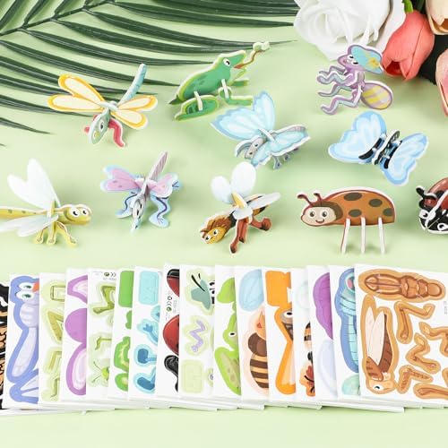 LOMIMOS Educational 3D Cartoon Puzzle,3D Cartoon Jigsaw Creative Learning Model for for Boys & Girls Art DIY Craft Gift Decor (Insect) by LOMIMOS