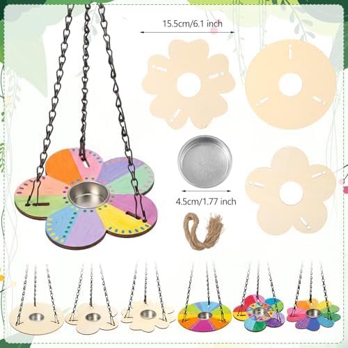 12 Pack Bird Feeder Craft Kits with Metal Chains for Fall, Flower,Round - Image 2
