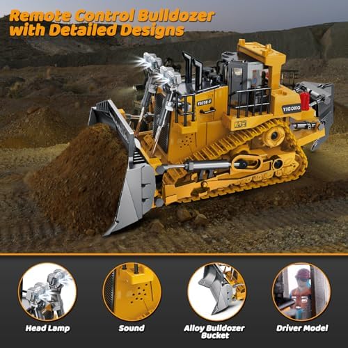 Remote Control Bulldozer Toys, Construction Vehicles Trucks for Kids - Image 3
