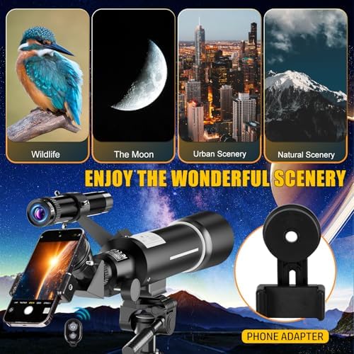 Telescope, Telescope for Kids & Adults, 70mm Aperture 500mm Refractor Telescopes for Astronomy Beginners with Tripod, Moon Filter, Phone Adapter & Backpack, Gifts for Kids & Beginners - Image 5