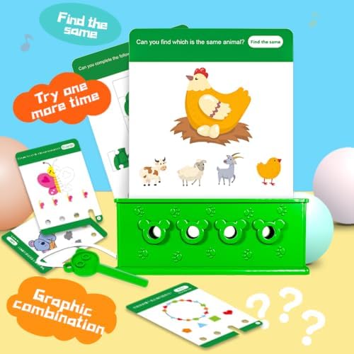 Xuoent Toddler Educational Matching Game for Ages 3+, Logic Puzzle Flash Cards with Key Toy, Preschool Montessori Learning Activity for Brain Development & Fine Motor Skills(Level 1+2+3) - Image 5