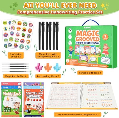 Magic Grooved Writing Practice for Kids Ages 3-8, 7 Reusable Large Books - Image 6
