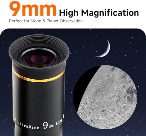 SVBONY Telescope Eyepiece, 9mm Gold Line Eyepiece 66° Ultra Wide Angle Lens - Image 3