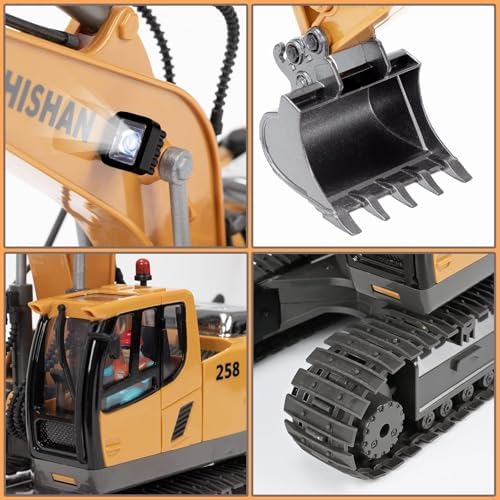 KidsFaves Remote Control Excavator Toys for Boys Realistic Metal Bucket - Image 4