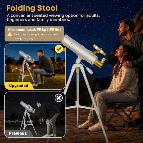 UncleHu 90mm Aperture 600mm Telescope for Adults Astronomy &Kids with Stool - Image 2